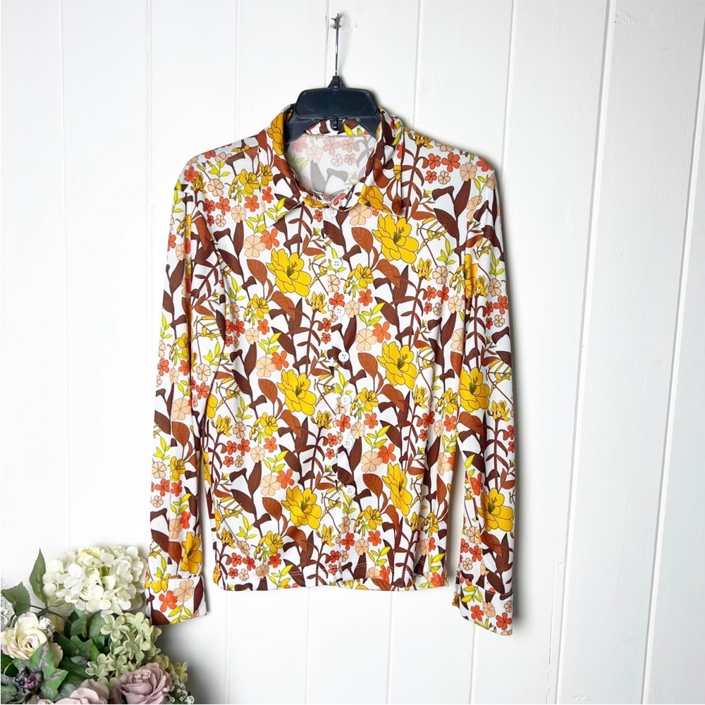 Vintage 1970’s style Floral Button Down Shirt